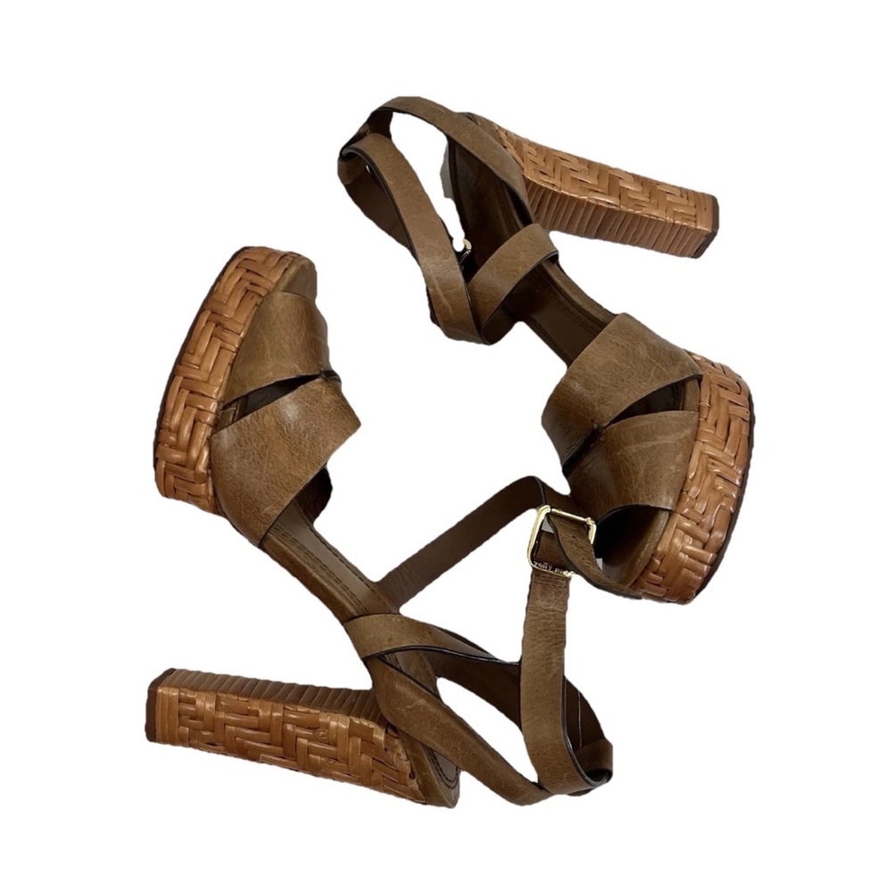 Tory Burch Heels Cella Cognac Leather Strappy Platforms Sandal